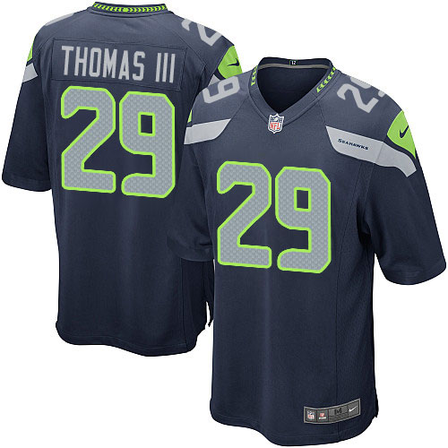 Men's Game Earl Thomas III Nike Jersey Navy Blue Home - #29 NFL Seattle Seahawks